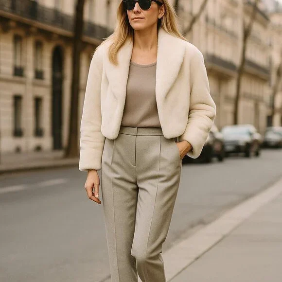 Louis Vuitton 100% Weasel Fur Cropped Jacket – Ivory – FR 38 (US 6) - Picture 3 of 16